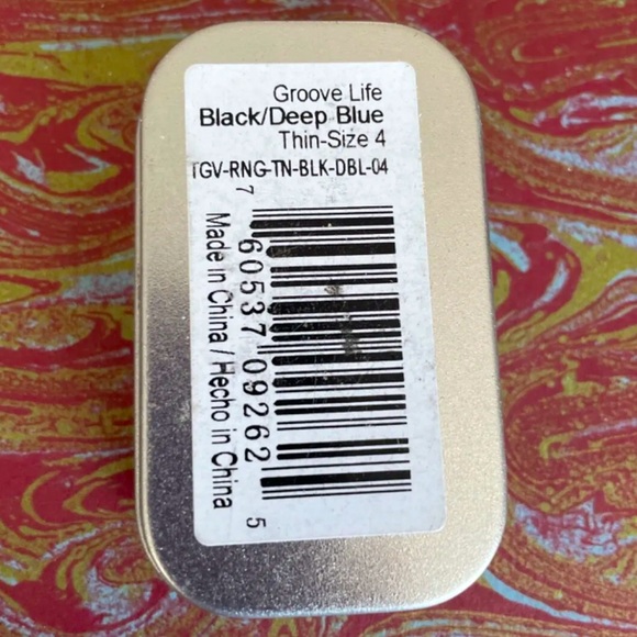 GROOVE LIFE Black/Deep Blue Thin Silicone Ring Band Sz 4 - Picture 4 of 4